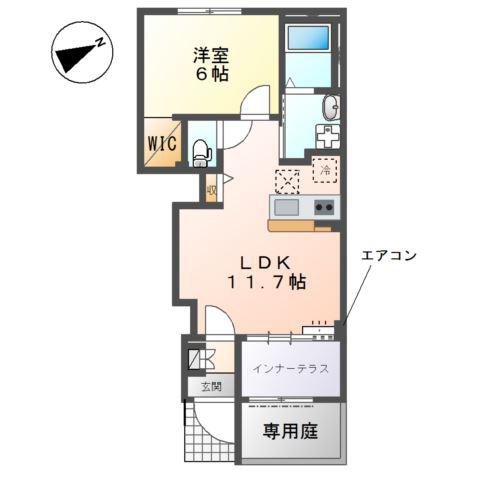 グランドゥール エス(1LDK/1階)の間取り写真