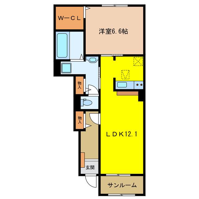 シャロウズ(1LDK/1階)の間取り写真