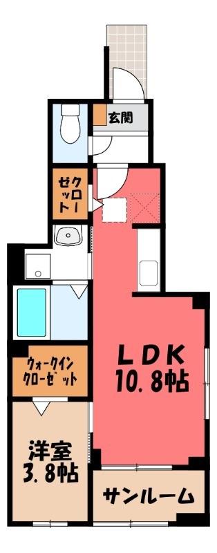 ミルト ブリッサ 大原(1LDK/1階)の間取り写真