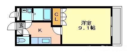 グランドールヒルズ(1K/1階)の間取り写真