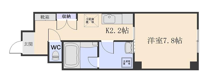 S COURT(1K/3階)の間取り写真