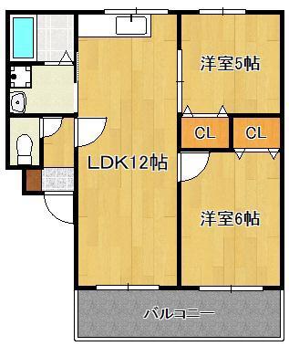 インビレッジ水巻(2LDK/2階)の間取り写真