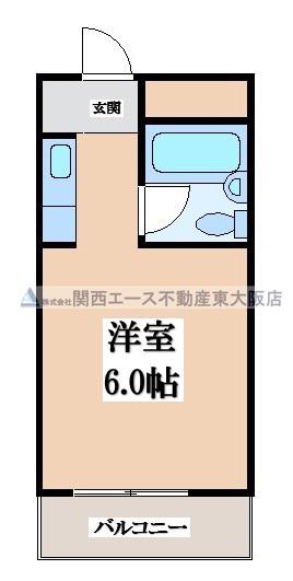 枚岡CTヒルズ(ワンルーム/4階)の間取り写真