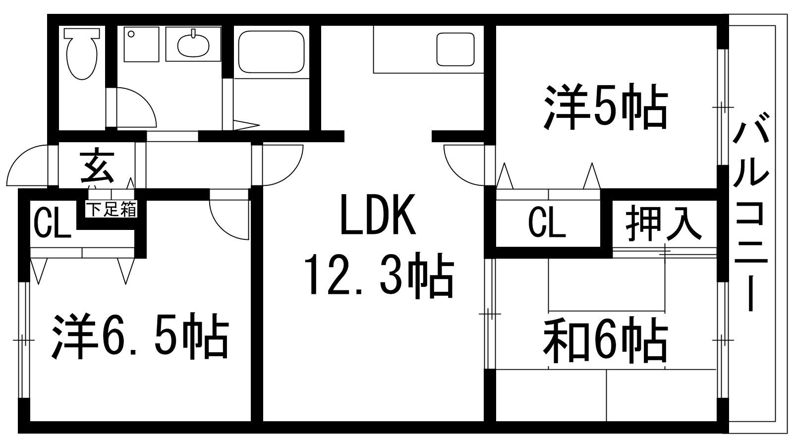 ボナミ田中マンションパートⅠ(3LDK/4階)の間取り写真