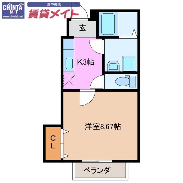 近鉄名古屋線 南が丘駅 徒歩13分 2階建 築21年(1K/1階)の間取り写真