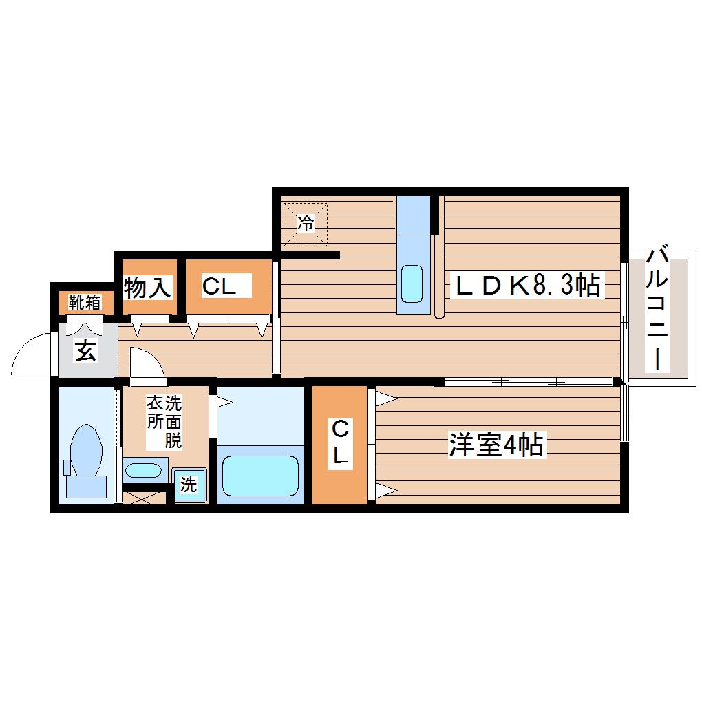 アンセル(1LDK/1階)の間取り写真