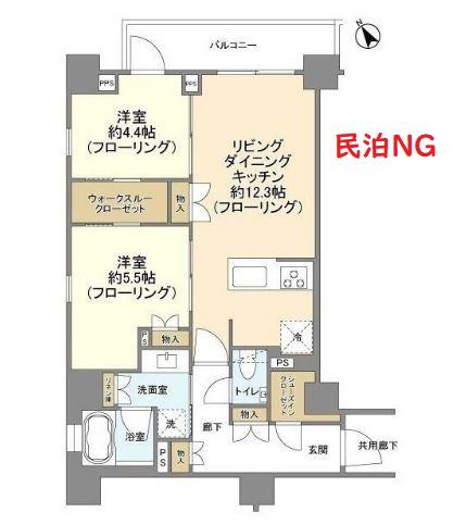 ピアース渋谷本町レジデンス BT(2LDK/3階)の間取り写真