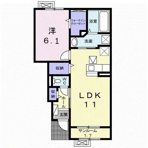 スプリング ファインII(1LDK/1階)の間取り写真