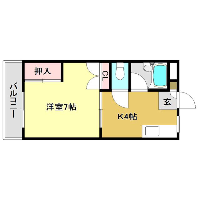 コーポ筆山(1K/3階)の間取り写真