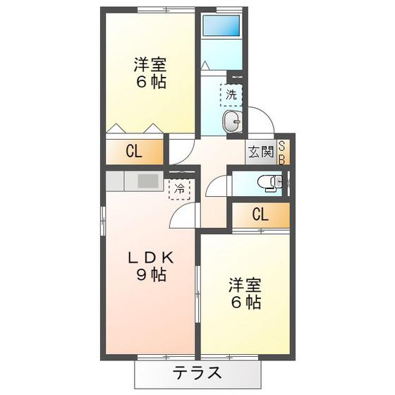 ファミリア21 A棟(2LDK/1階)の間取り写真