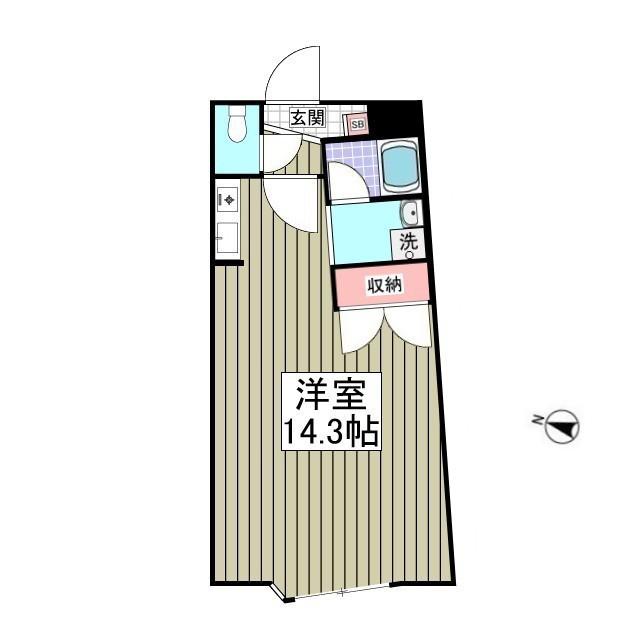 キュウブEX三俣(ワンルーム/2階)の間取り写真