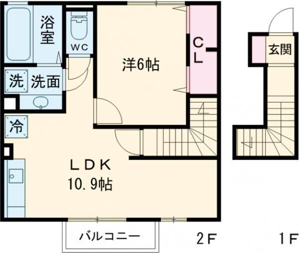 サンライズ佐世保(1LDK/2階)の間取り写真