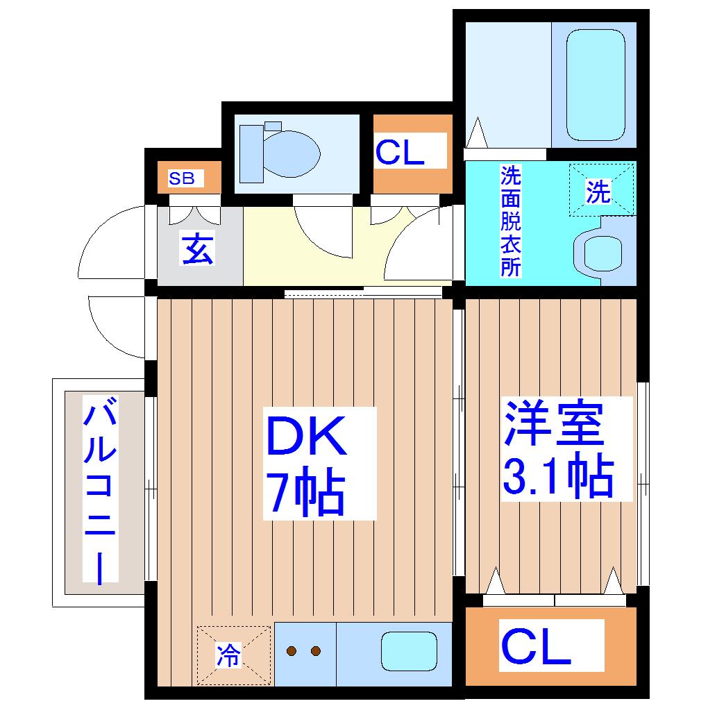 ミルエーラ荒井I(1DK/1階)の間取り写真