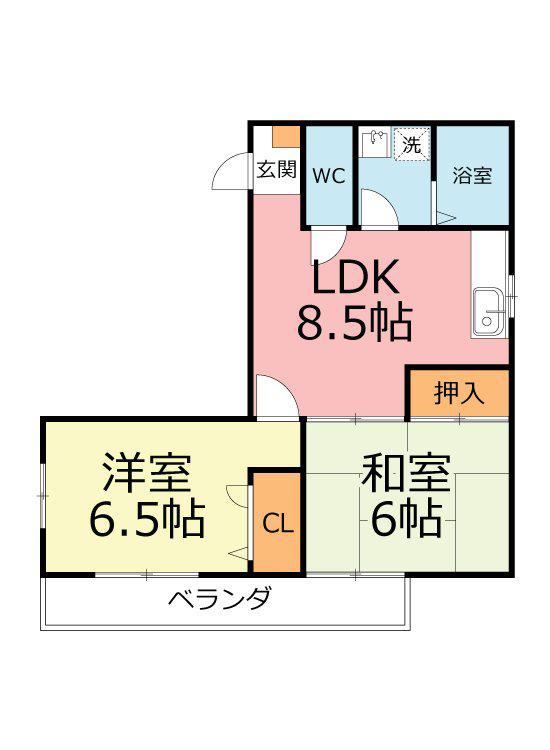 プランドール大磯B(2DK/2階)の間取り写真