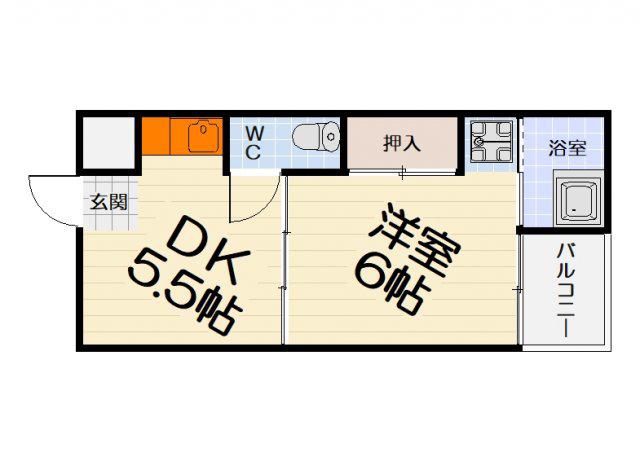 ビレッジハウス葛ノ葉 8号棟(1DK/2階)の間取り写真