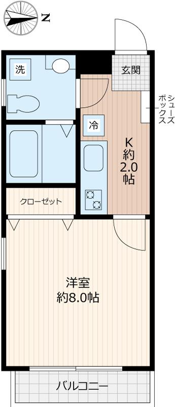 ヴァンヴェール白金(1K/4階)の間取り写真