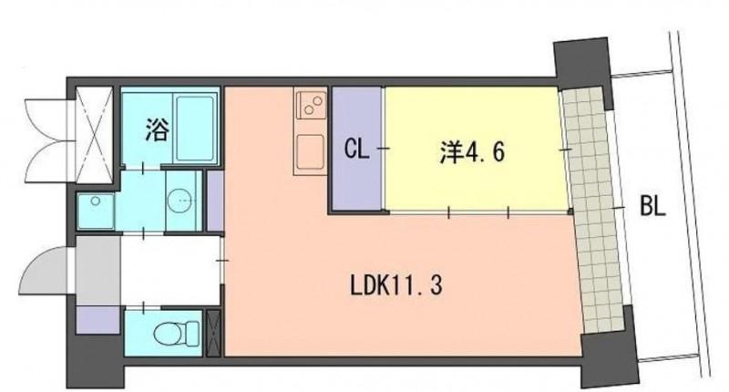 レジデンス住吉(1LDK/10階)の間取り写真