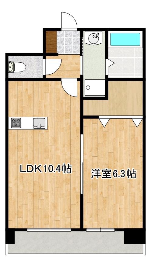 クロノス41新町IV(1LDK/8階)の間取り写真