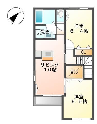 リベルテメゾン(2LDK/2階)の間取り写真