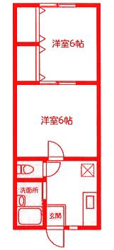 喜代壱番館(2K/1階)の間取り写真