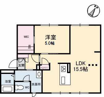 ポワブリエール岡(1LDK/1階)の間取り写真