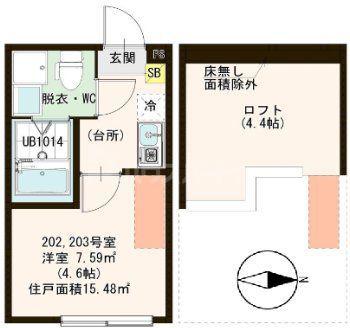 クレスト小岩(1K/2階)の間取り写真
