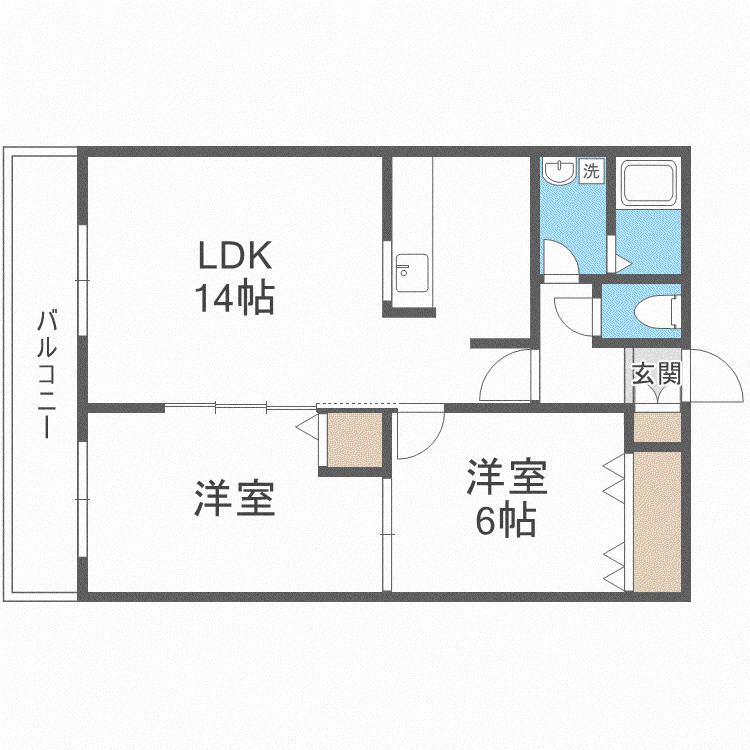 緑香マンションヴェルデュール(2LDK/3階)の間取り写真