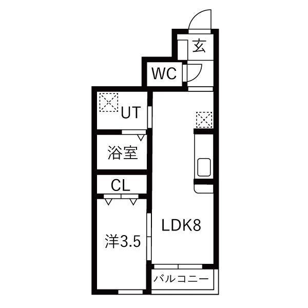 グランクラス3(1LDK/1階)の間取り写真