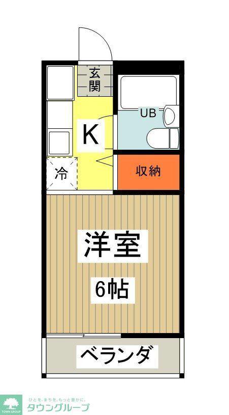 パークサイドB棟(1K/2階)の間取り写真