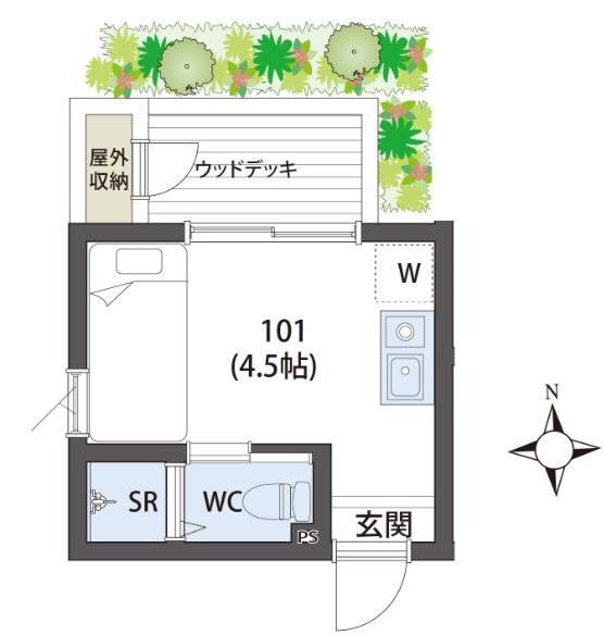 SIESTAVILLA上鷺宮の杜 イースト棟(ワンルーム/1階)の間取り写真