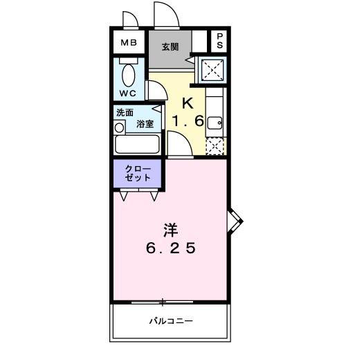 メゾン・ド・ラフィーネ(1K/1階)の間取り写真
