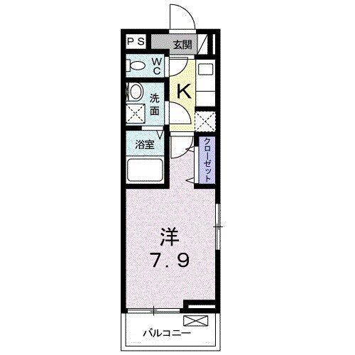 ソリヤ エスティII(1K/1階)の間取り写真