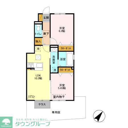 CHAT NOIR(2LDK/1階)の間取り写真