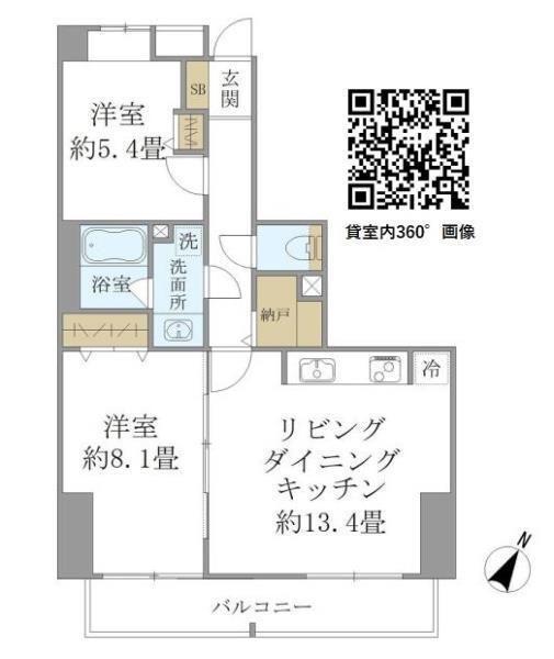 SS. FLAT神楽坂サウス(2LDK/10階)の間取り写真