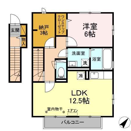 A PLACE IN THE SUN(1LDK/2階)の間取り写真