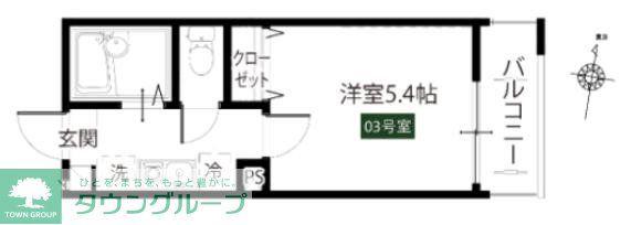 メルディア青井II(1K/2階)の間取り写真