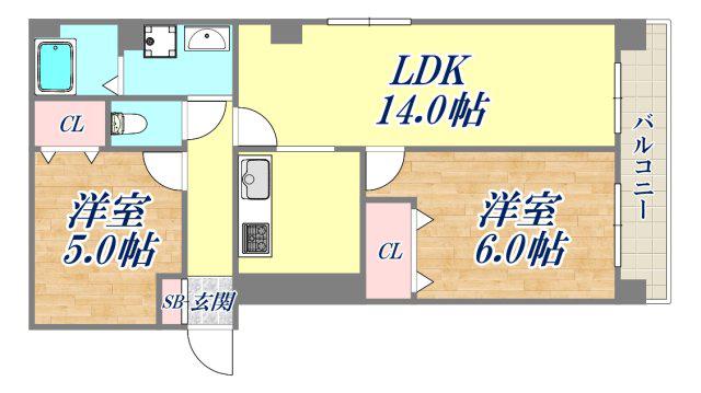 レオロイヤル塚口駅前(2LDK/3階)の間取り写真