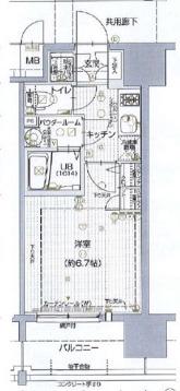 エスリード心斎橋イースト(1K/7階)の間取り写真