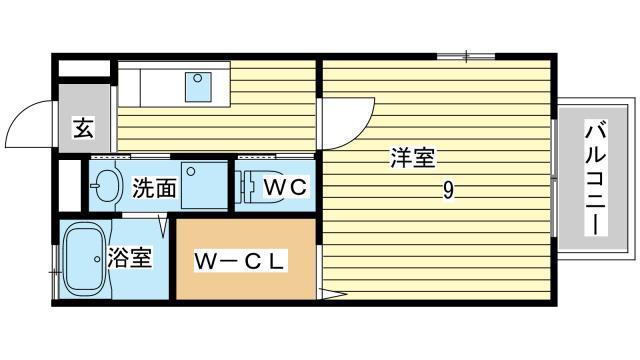 コンフォートテクノIII(1K/1階)の間取り写真