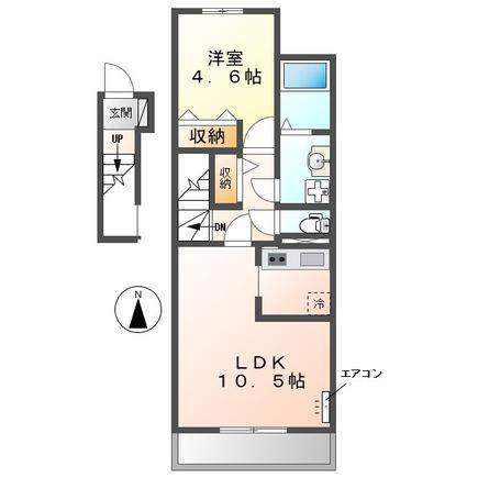 ドロイトエムエス(1LDK/2階)の間取り写真