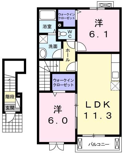グリーンブリーズ(2LDK/2階)の間取り写真