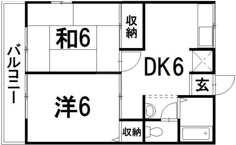 ハウスレーベンA(2DK/1階)の間取り写真