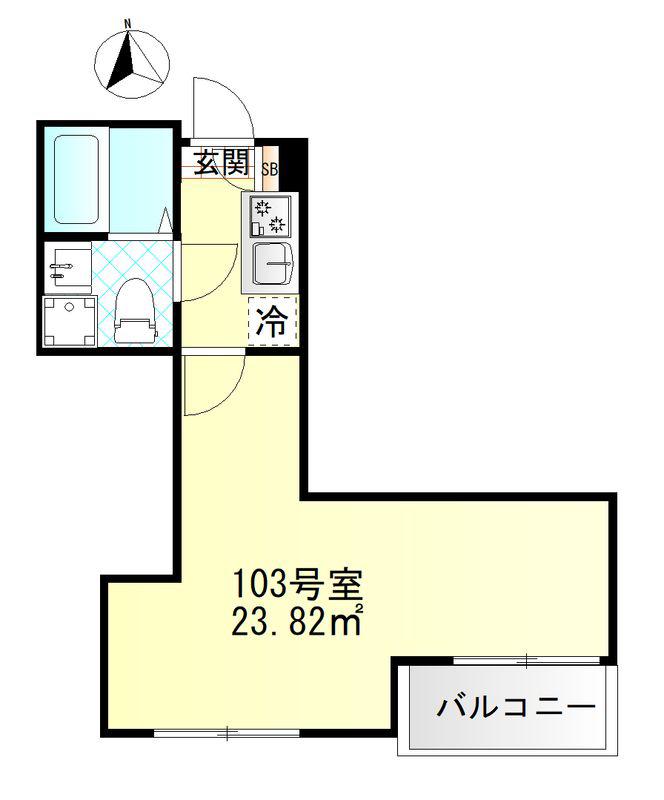 M-SQUARE(1K/1階)の間取り写真