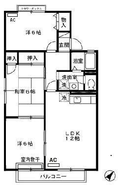 セジュールおぐら B棟(3LDK/2階)の間取り写真