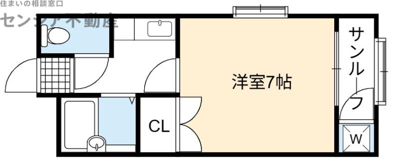 メゾン水内(1K/2階)の間取り写真