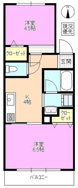 コーポタナカ(2K/3階)の間取り写真