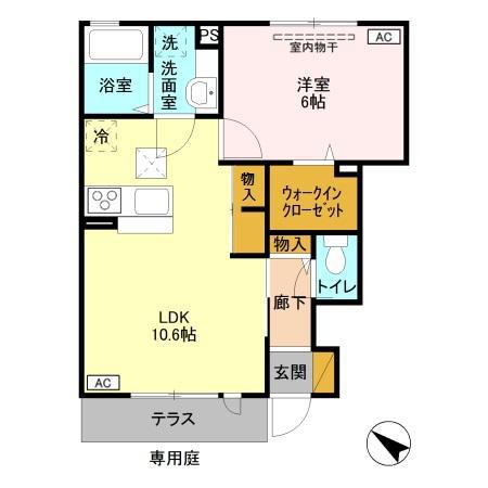 リバストーンA105(1LDK/1階)の間取り写真