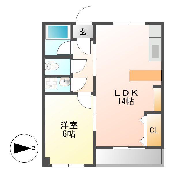 やなせハイツ(1LDK/3階)の間取り写真