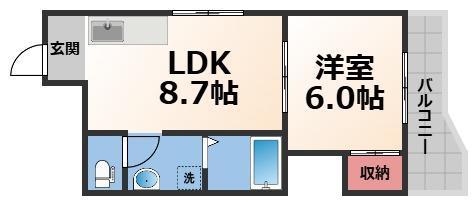 ハイツ泰陽(1LDK/2階)の間取り写真