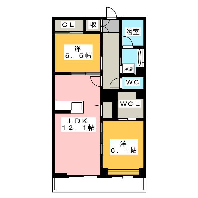フォレナ羽沢横浜国大(2LDK/1階)の間取り写真